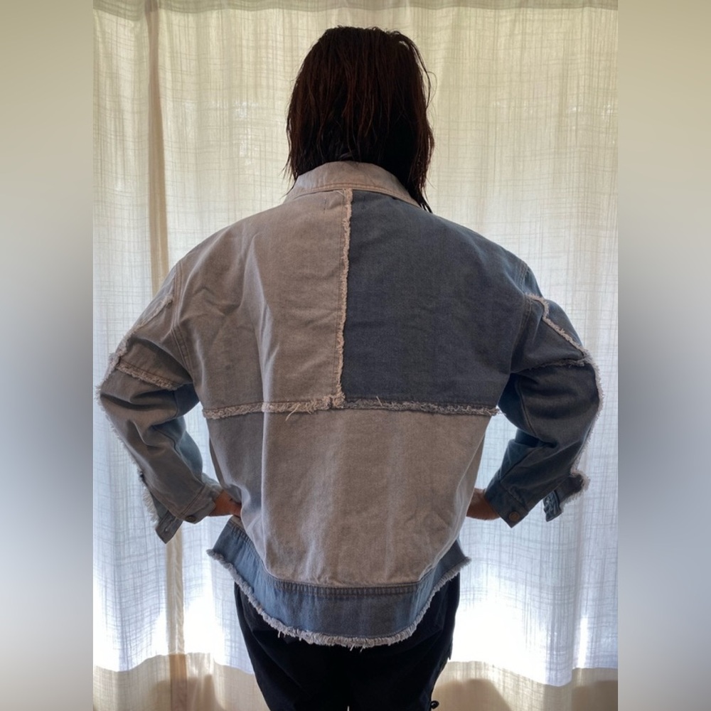 Women’s Denim Patchwork Jean Jacket Medium - image 5